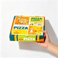 Boîte à pizza en carton ondulé colorée personnalisée, emballage alimentaire jetable en papier pour la livraison de pizzas pour restaurant