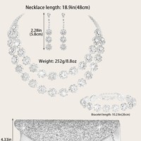 4 ensembles de sacs de mariage de luxe, accompagnés de colliers, bracelets, boucles d'oreilles et parures de bijoux pour femmes sertis de strass étincelants