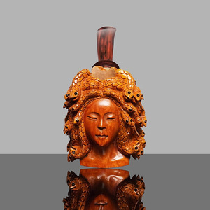 Hand Carved Briarwood Pipe Medusa Snake Woman Design Antique Style Solid Wood Filter Tobacco Pipe Smoking Accessory - Product Image 1