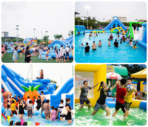 Piscina Inflable Comercial QIQU para Parque Acuático, Estructura de PVC de 0.55mm de Alta Resistencia para Grandes Eventos, Certificación CE, Capacidad para 50-300+ Personas - Product Image 4
