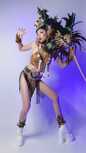 Costumes de scène en plumes de samba indiens pour hommes et femmes, pour spectacles de danse Gogo, troupes de danse, fêtes et spectacles commerciaux en parcs à thème - Product Image 3