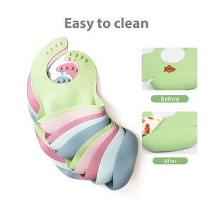Baberos de silicona multifuncionales para bebés, venta al por mayor de fábrica, aptos para lavavajillas, baberos suaves de entrenamiento para niños pequeños - Product Image 2