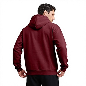 Sudadera con Capucha para Hombre, Color Granate, Corte Regular, Color Sólido, Felpa de Algodón, Informal, con Bolsillo Delantero, Antipilling, 300g, Beazer Sports, Otoño - Product Image 2
