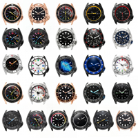Montre de Plongée Automatique Noire Personnalisée pour Homme 42mm avec Aiguilles Lumineuses, Bracelet en Cuir Bleu, Étanche 50 Bar, Logo Personnalisé