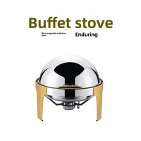 Chauffe-plat professionnel en acier inoxydable argenté avec fenêtre de visualisation pour buffet libre-service et hôtels, type bain-marie et chafing dish