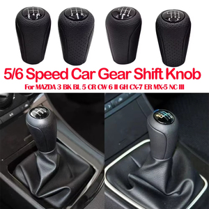 Pomo de Palanca de Cambios de Cuero de 5/6 Velocidades para MAZDA M3 BK BL 5 CR CW 6 II <span class=keywords><strong>GH</strong></span> CX-7 ER MX-5 NC <span class=keywords><strong>III</strong></span> - Product Image 5