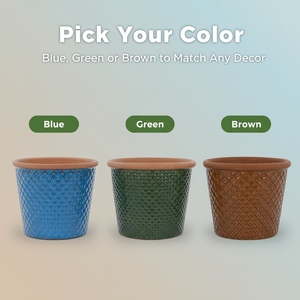 Grands pots à fleurs en céramique durables avec un design classique moderne, finition émaillée pour une utilisation en intérieur et en extérieur et pour les plantes d'intérieur - Product Image 6
