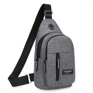 Nouveau design tendance, sacs d'école en nylon antivol avec logo personnalisé, sacs de poitrine pour hommes avec port USB, sacs bandoulière pour hommes - Product Image 6