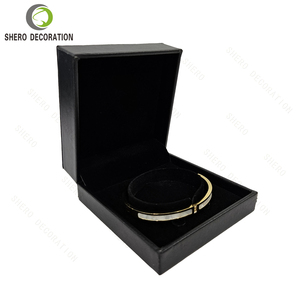 Custom Logo Black Leather Jewelry <b>Ring</b> <b>Box</b> Hinged Square Velvet Interior Elegant Gift Packaging for Engagement - Product Image 4