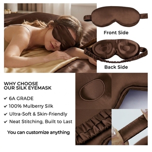 Masque de sommeil 3D en soie contourné, vente en gros d'usine, coffret cadeau, bandeau en soie pure sans pression avec sangle réglable pour femmes et hommes - Product Image 2