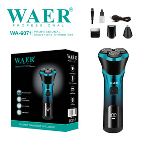 WAER Rasoir rotatif, tondeuse à cheveux, batterie au lithium rechargeable par USB, rasoir <span class=keywords><strong>électrique</strong></span> à trois lames pour la coupe du visage, des cheveux et du corps - Product Image 1