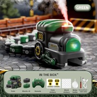 Permainan Koleksi Blok Kereta RC Magnetik dengan Suara Asap untuk Anak-anak, Permainan Interaktif RC Makan Mobil, Tumbuh, Ulangi, Mainan STEM