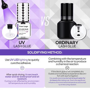 Colle pour extensions de cils transparente UV, sans fumée, sans danger pour les sensibles, colle liquide pour extensions de cils, colle UV pour cils, sans limitation avec humilité - Product Image 6