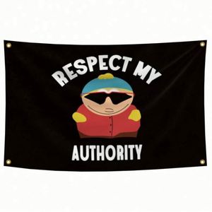 โรงงานขายส่งธงคุณภาพดี โพลีเอสเตอร์ 100D สีสันสดใส รุ่น Respect My Authority พร้อมป้ายโฆษณา - Product Image 4