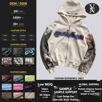 Sweat à capuche zippé en maille gaufrée sur mesure OEM, délavé à l'acide, effet soleil, thermique, streetwear, fabricant
