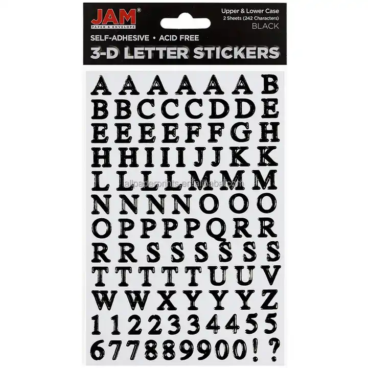 Glitter Alphabet Letter Lower Case Stickers, Gold/Red/Silver, 1-Inch, 3-Packs  