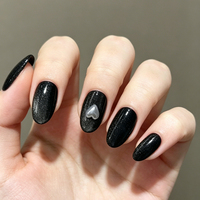 Ongles press-on de luxe faits main, incrustés de strass et de diamants, forme amande, application complète pour les fêtes et le quotidien