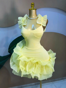 Women's <b>Spaghetti</b> <b>Strap</b> Bubble Skirt Sleeveless Halter Waist-cinched Dresses Fashion - Product Image 6