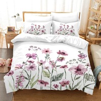 Impression florale numérique 3D sur tissu brossé |   Ensemble de literie 3 pièces en polyester doux 90 g/m², nouveauté 2026