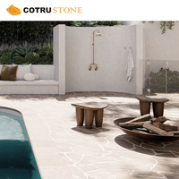 Dalles de travertin classiques couleur crème, pavés irréguliers en pierre naturelle, pour sols de piscine, pavage aléatoire