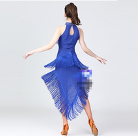Robe de concours de danse latine pour femmes adultes, à franges, dos nu, classique, colorée, de haute qualité, nouvelle arrivée, col halter, strass