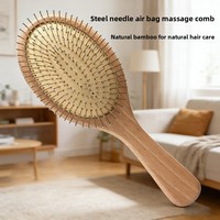 Peigne en bois de hêtre Phoebe antistatique à picots en acier pour massage des méridiens, idéal pour la gravure personnalisée