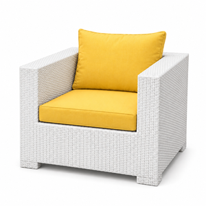 White PE Material Tropical Design Outdoor Lounge Set <b>Hanging</b> <b>Chair</b> Yellow Cushions Weather Resistant Durable Exterior Courtyard - Product Image 5