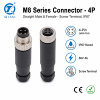 Connecteur de capteur M8-M03 M04 3 broches 4P M8, fiche mâle à bornes à vis, étanche IP67, 4A 60V, circulaire pour capteur de proximité et automatisation