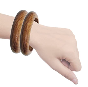 Juego de 2 Brazaletes de Madera de Sisoo Hechos a Mano Pure Hands Spunky Tropicalia, Joyería Ecológica, Ligera, Estilo Minimalista Elegante - Product Image 2