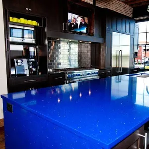 Cheap Price Star Crystal Blue Galaxy Quartz Solid Surface Counterop Slab Square meters For Sale