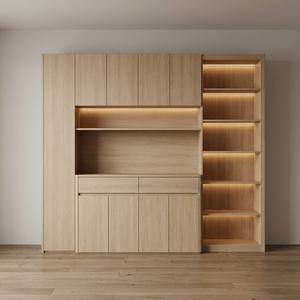 <span class=keywords><strong>Buffet</strong></span> modulaire préconçu en bois naturel moderne avec étagères intégrées, meuble de haute qualité - Product Image 1