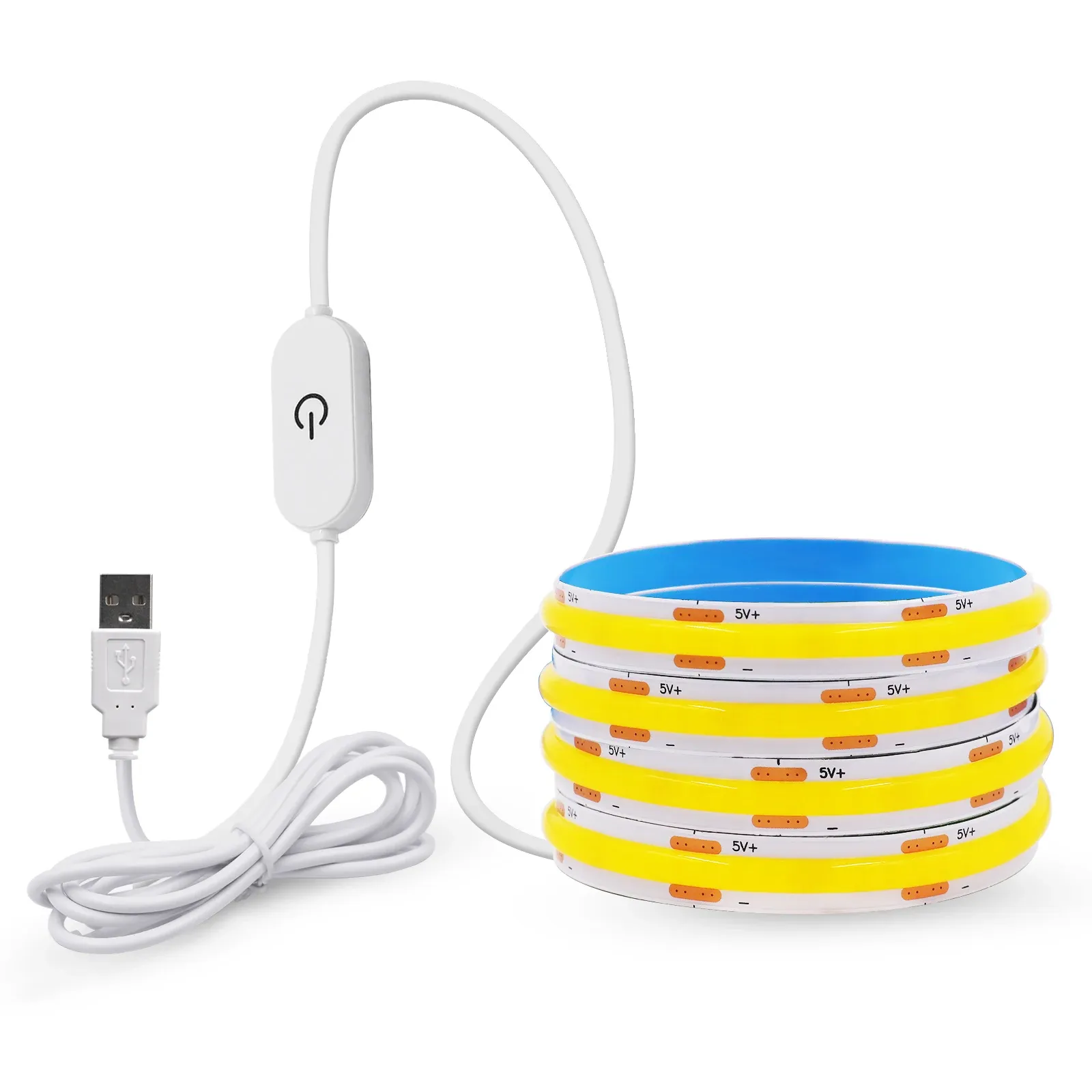 5V COB LED Strip Light 320LEDs/M Touch Sensor Dimmable USB Flexible LED Ribbon Adhesive Tape DIY Mirror TV Backlight Night Light