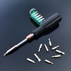 11 In 1 Multifunctional <b>Screwdriver</b> Set Ratcheting Interchangeable Bits Plastic Handle Anti Slip Texture Diy Tool Kit - Product Image 3