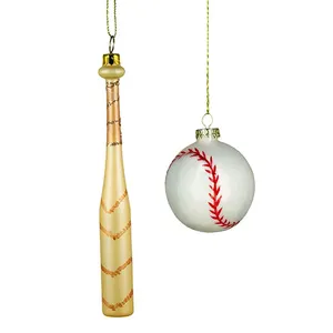 Hot Sale Gifts Mini Christmas Tree Ornaments Glass Baseball Bundle Ornaments Hanging Home Decorations Eco-friendly