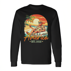 T-shirt a maniche lunghe Gulf Of America Est 2025 con design retrò da spiaggia - Product Image 2