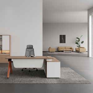 Bureau de direction commercial en forme de L, mobilier de bureau minimaliste avec tiroir - Product Image 3