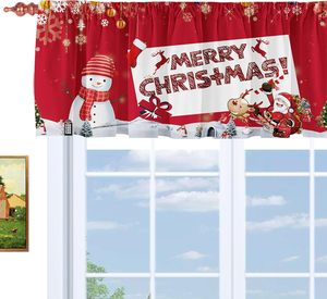 Cortina de <span class=keywords><strong>Cocina</strong></span> Navideña con Estampado de Papá Noel, Renos y Muñecos de Nieve, Cortina Corta para Ventana, Decoración del Hogar, Personalizable - Product Image 1