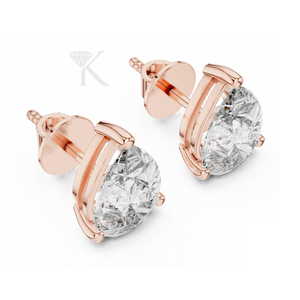 Boucles d'oreilles clous en diamant de laboratoire taille poire, serties de 3 griffes en or jaune avec fermoirs à vis sécurisés, élégantes et minimalistes - Product Image 6