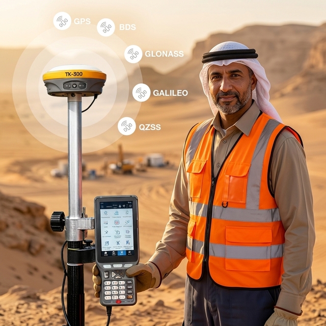 TopTech TK300 Rugged IP68 GNSS RTK Receiver 1408 Channels 60° IMU Tilt Survey GPS RTK Base and Rover Land Surveying Equipment