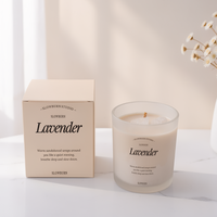Bougie parfumée artisanale en cire de soja biologique de luxe OEM, dans un bocal en verre avec couvercle, coffret cadeau pour la Saint-Valentin et Diwali, parfum personnalisé