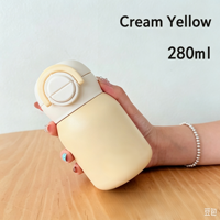 Mini Bouteille Isotherme Portable en Acier Inoxydable 316, Scellée Sous Vide, Couleur Thé au Lait, avec Paille, 280ml, Design Minimaliste Moderne