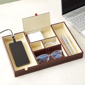 Plateau <span class=keywords><strong>de</strong></span> rangement personnalisé et créatif pour table <span class=keywords><strong>de</strong></span> chevet - Organisateur <span class=keywords><strong>de</strong></span> bijoux, clés et montres pour homme - Plateau <span class=keywords><strong>de</strong></span> <span class=keywords><strong>valet</strong></span> en cuir PU - Product Image 5