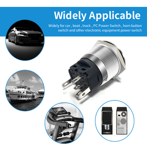 Langir 19MM Enganche Iluminado Mini on OFF Anillo de alimentación de metal Led Interruptor de botón a prueba de agua inoxidable - Product Image 6