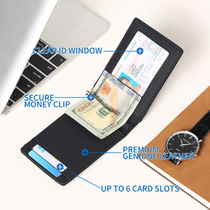 Portefeuille homme minimaliste en cuir Crazy Horse avec pince à billets et étui pour AirTag - Product Image 2