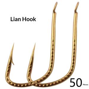 <span class=keywords><strong>Hameçons</strong></span> renforcés pour carpe argentée, spécial carpe à tête de cheval, à ardillon/sans ardillon, lot de 50, matériel de pêche à la carpe, sans accessoires - Product Image 2