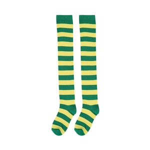 Chaussettes de Noël rayées pour femmes, hauteur cuisse, blanches et noires, chaussettes hautes jusqu'au genou, bas rayés polyvalents - Product Image 6