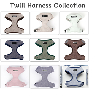 Mewah kustom Logo tidak ada tarik Twill Anjing Harness Set pribadi kerah hewan peliharaan katak klip tali anjing LOQ MOQ produsen - Product Image 4