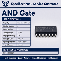 SN74HC08DR Circuit intégré logique quad 2 entrées et porte, SOIC-14, 4 portes indépendantes, CMOS haute vitesse et faible consommation, Série 74HC, 2V à 6V, SMD