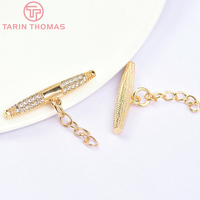 Fermoirs à bascule en laiton couleur or 24 carats micro-incrustés de zircon, fermoirs de connexion pour bracelet, accessoires de haute qualité pour la fabrication de bijoux DIY