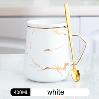 Drinkware – tasse à bordure dorée de 400ml, tasses à thé en porcelaine de marbre de luxe, dernière conception, Logo personnalisé, tasse à café nordique en céramique avec cuillère
